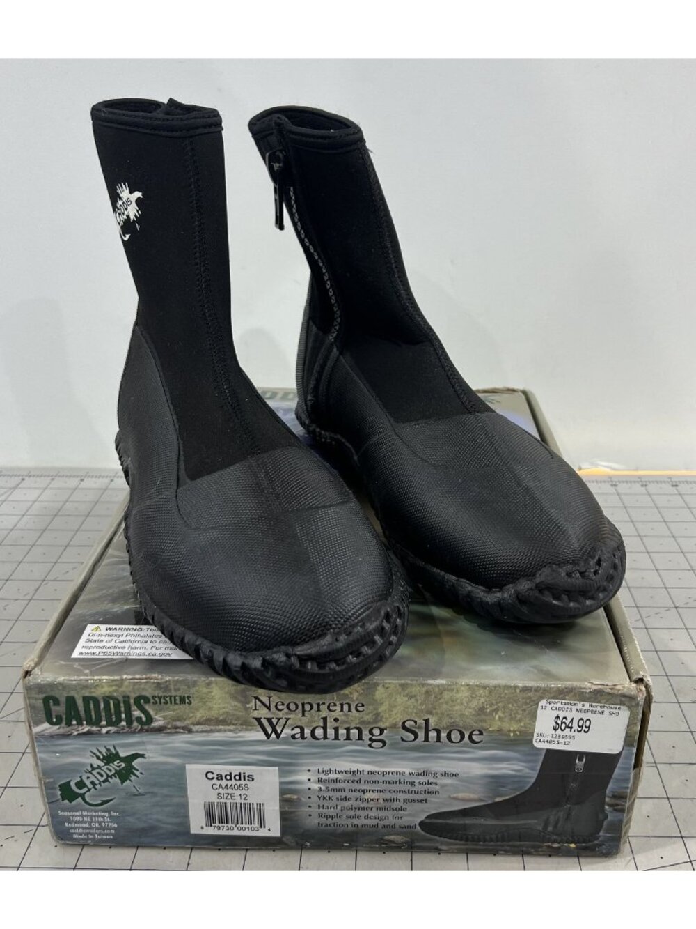 Caddis Men's 3.5mm Thick Neoprene Thick Ripple Sole Wading Boot Black Sz. 12
